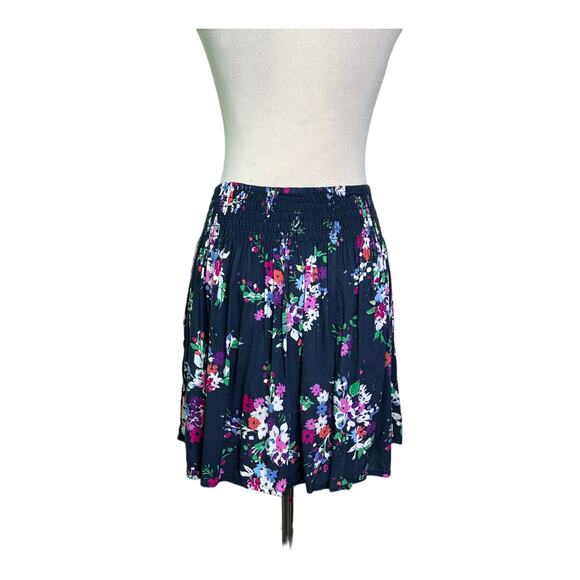 Express blue floral pull on pleated mini skirt size XS - Picture 7 of 11